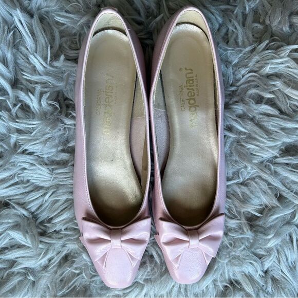 Magdesians vintage coquette pink bow leather ballet flats women’s shoe size 10 - Picture 3 of 10